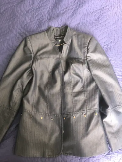 Chaqueta de mujer gris Sonia Melej, detalles met - miniatura 1