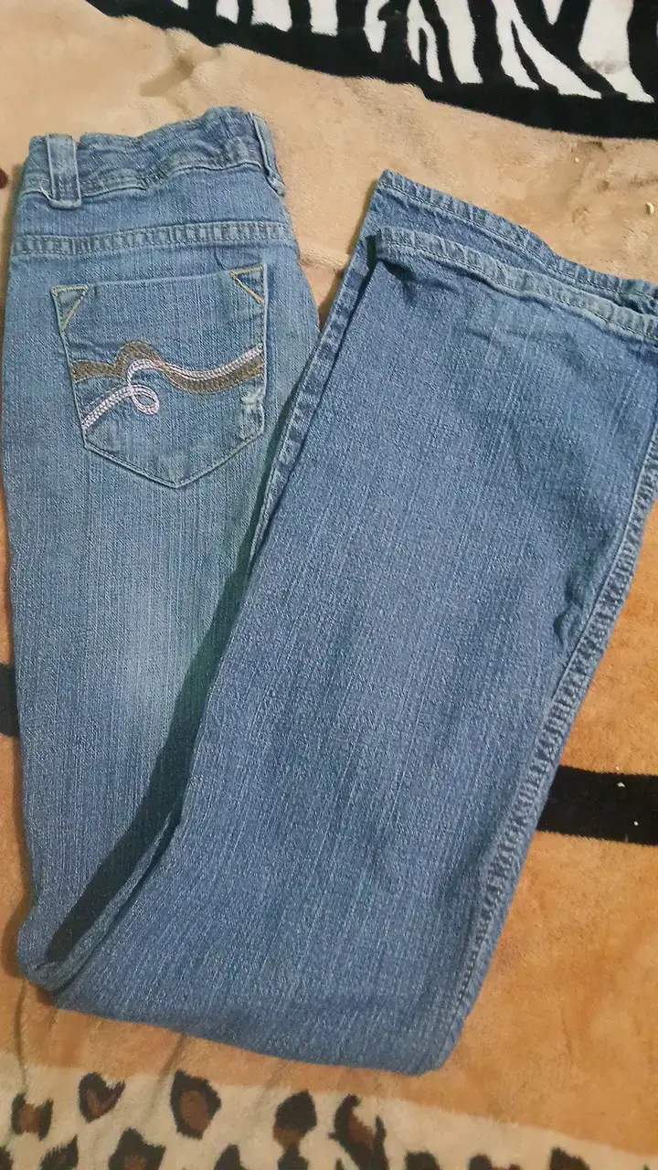 Jeans de mezclilla azul con diseño bordado