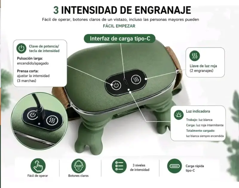 Masajeador de cuello y hombros Shiatsu verde musgo - 2