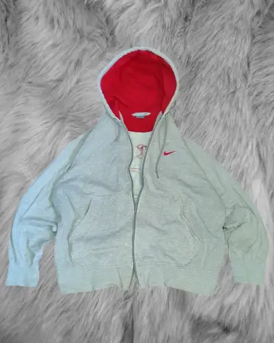 Polerón con capucha Nike Air gris y rojo - miniatura 1
