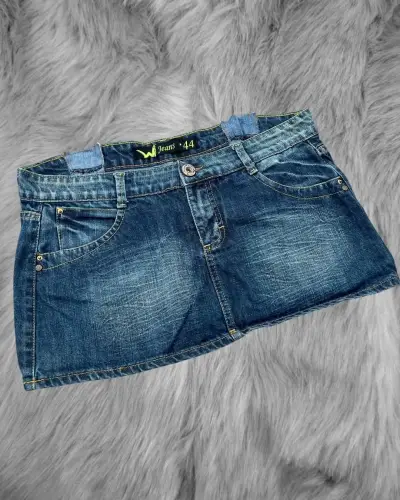 Mini falda de mezclilla azul talla 44 - miniatura 1