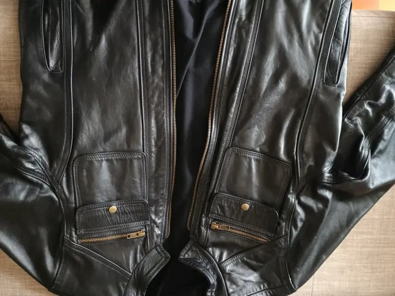 Chaqueta de 100% cuero negra para mujer, nueva - 2