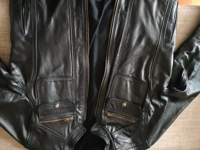 Chaqueta de 100% cuero negra para mujer, nueva - miniatura 2