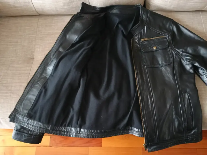 Chaqueta de 100% cuero negra para mujer, nueva - 3