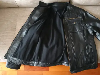 Chaqueta de 100% cuero negra para mujer, nueva - miniatura 3