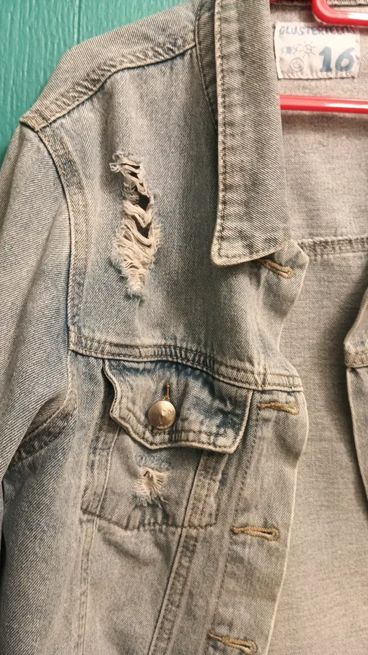 Chaqueta de mezclilla desgastada para adolescentes - 3