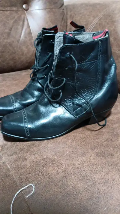 Botines de cuero negro para hombre - miniatura 4