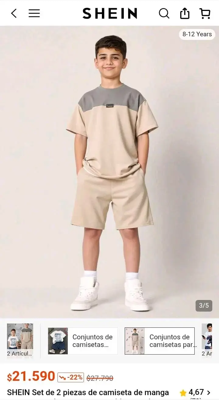 Conjunto de camiseta y shorts para niño Shein - 1