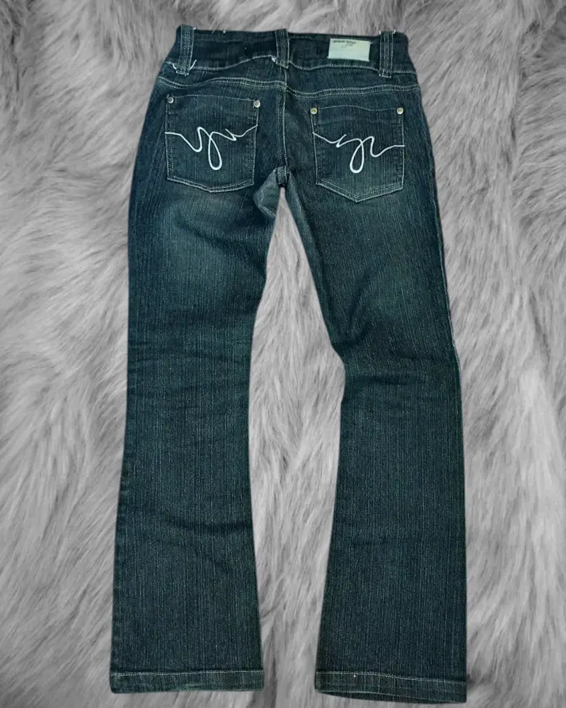 Jeans de mezclilla azul oscuro para mujer - 2