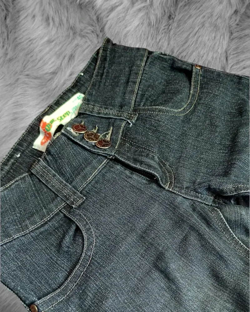 Jeans de mezclilla azul oscuro para mujer - 3