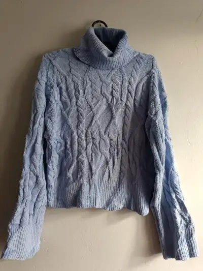 Suéter de lana azul con cuello alto Derek Heart - miniatura 1