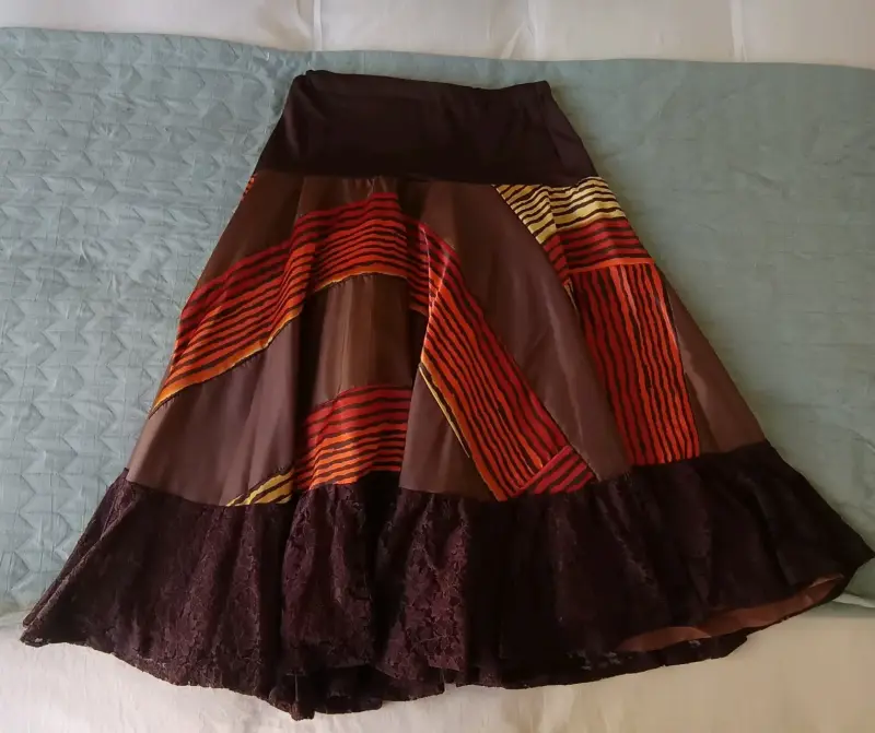 Falda larga bohemia con diseño patchwork - 2