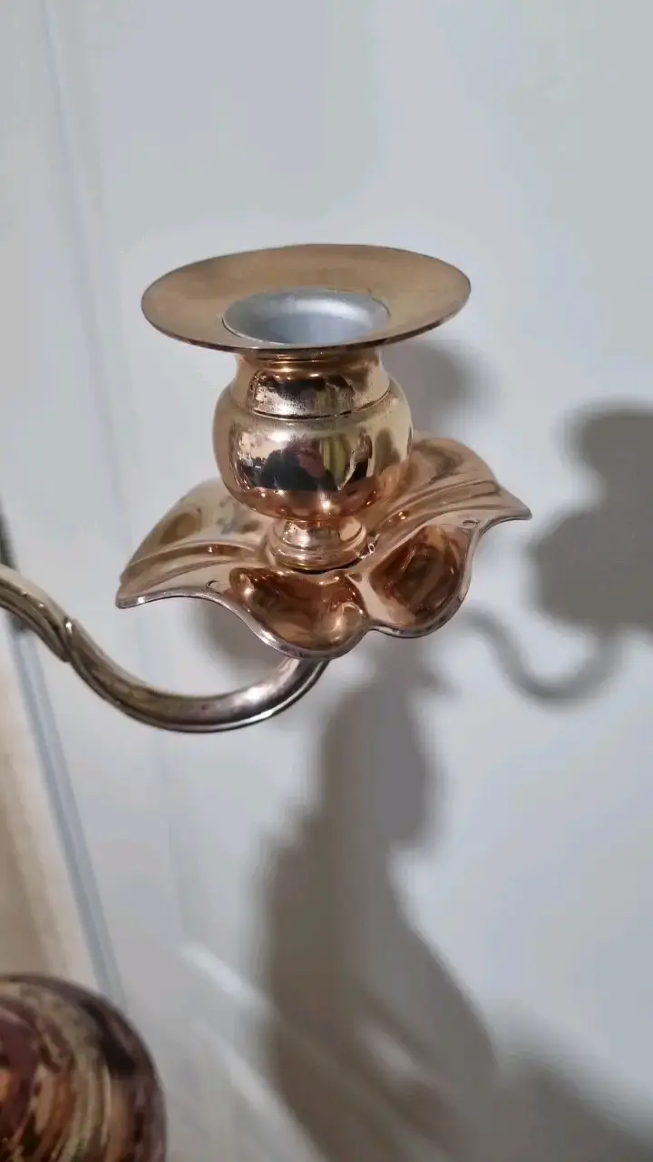 Candelabro de metal dorado vintage - 5