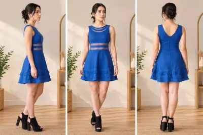 Vestido azul con transparencias elegante - miniatura 1