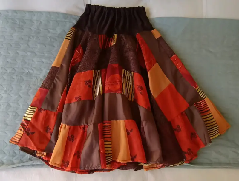 Falda larga bohemia patchwork multicolor - 1
