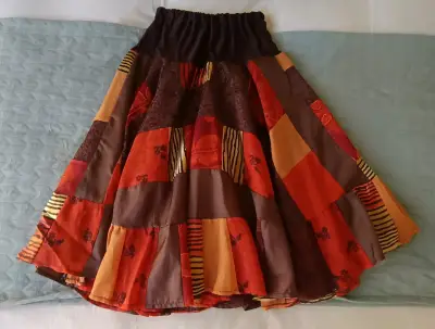 Falda larga bohemia patchwork multicolor - miniatura 1