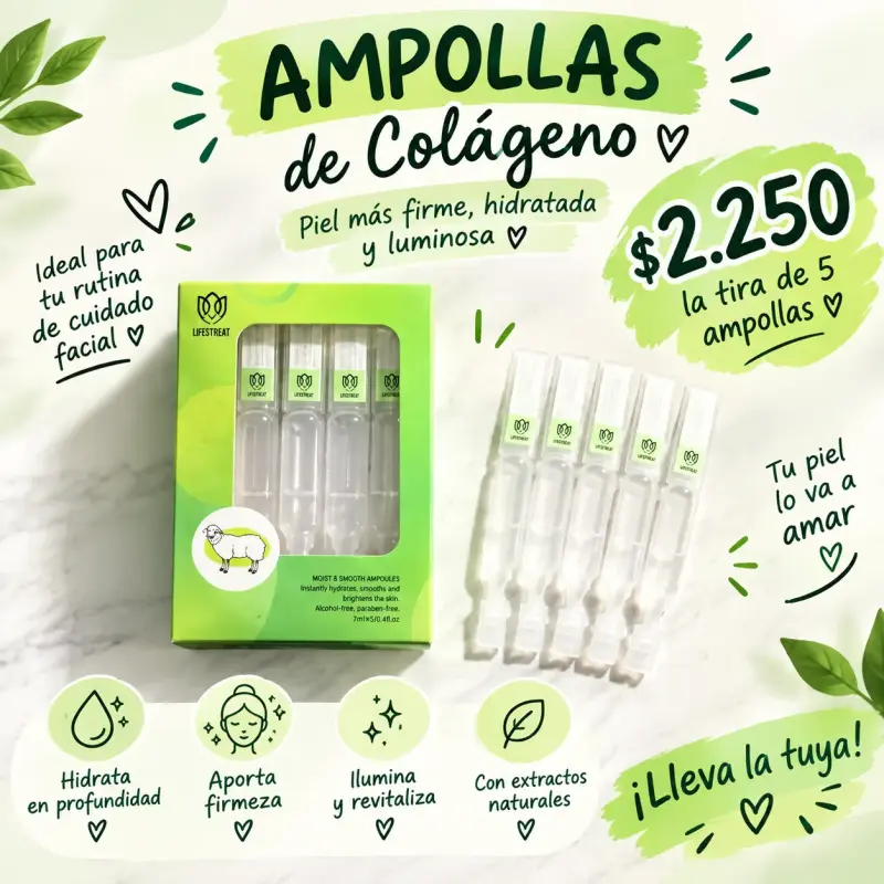 Ampollas de colágeno Lifestreatpara cuidado facial