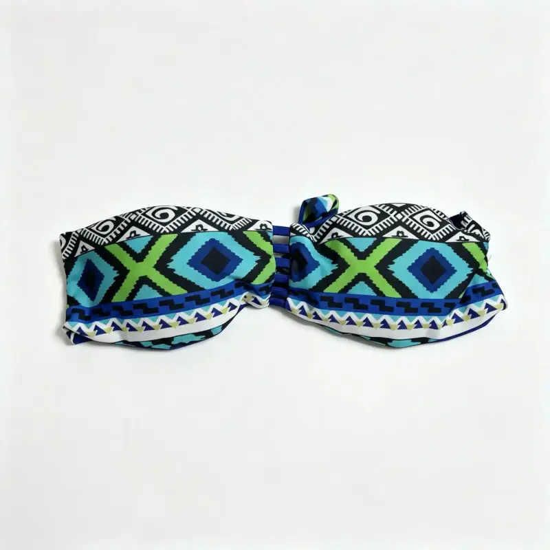 Bikini estampado geométrico azul y verde - 4