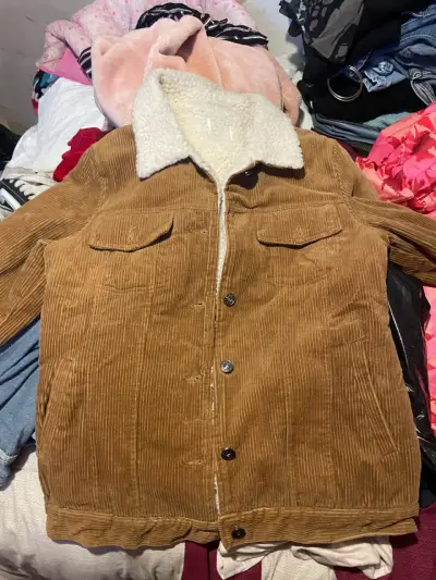 Chaqueta de pana marrón con forro de borrego - miniatura 1