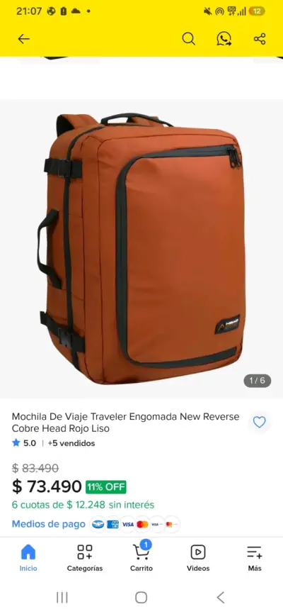 Mochila de viaje Head color cobre - miniatura 1