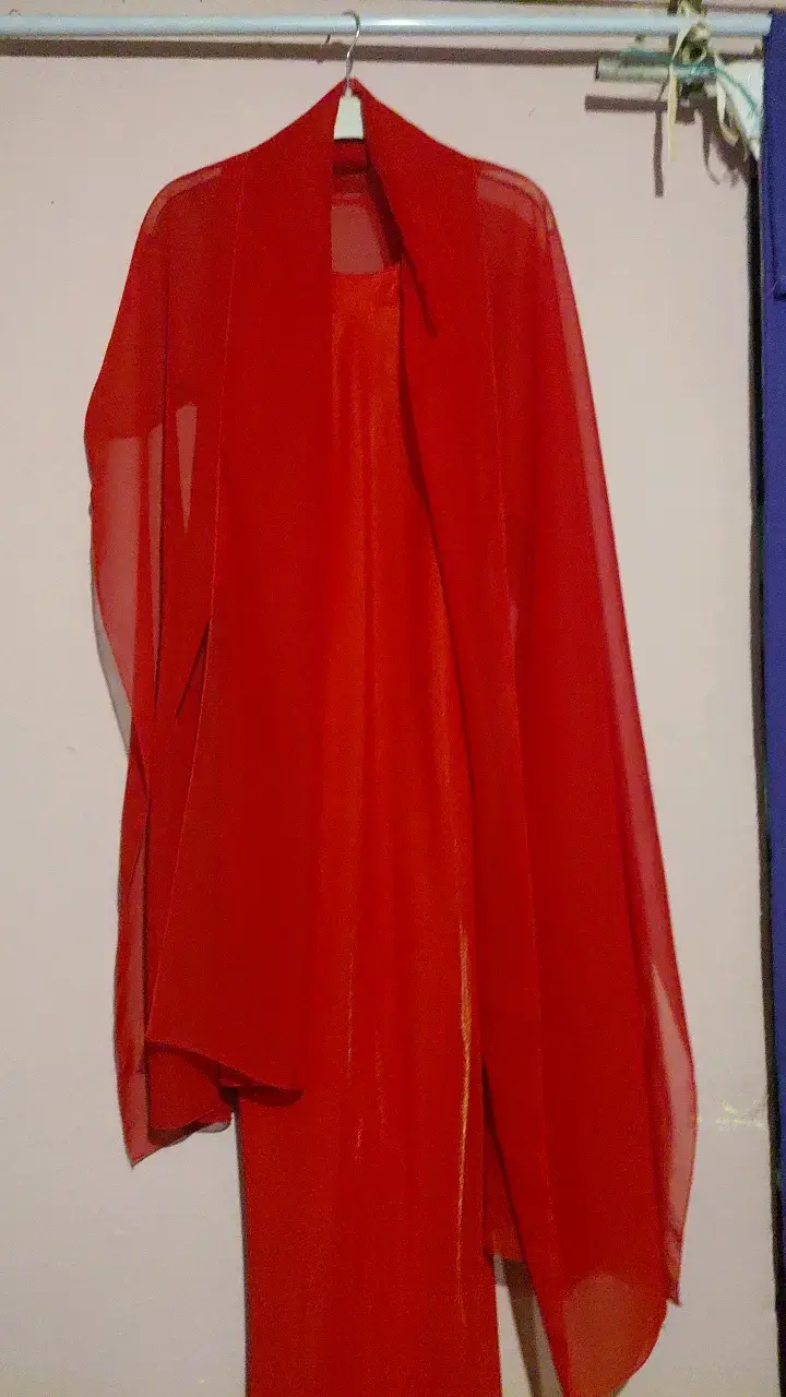 Vestido largo rojo elegante para mujer - 3