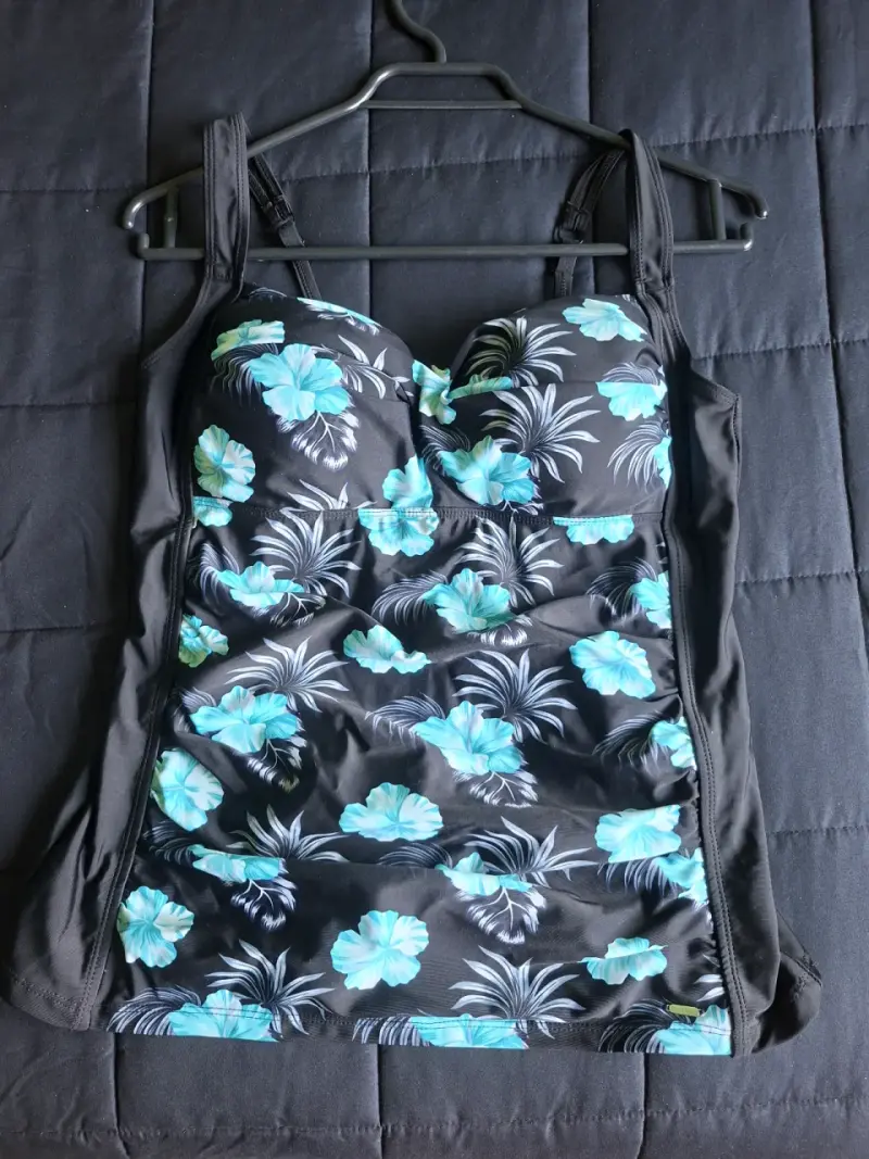 Tankini floral Flores negro y azul para mujer