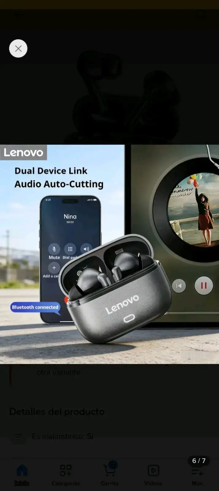 Auriculares Inalámbricos Lenovo Bluetooth Negros - 2