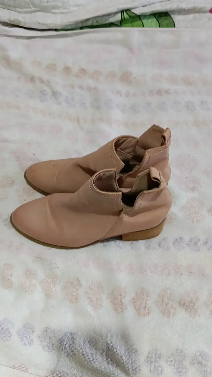Botines de cuero beige para mujer - 2