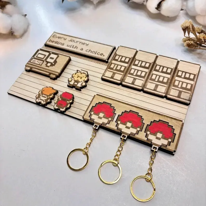 Colgador de llaves temático de madera estilo retro - 1