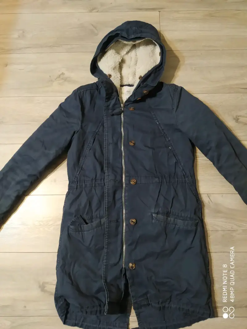 Abrigo de invierno azul con capucha H&M - 4