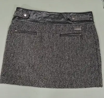 Falda corta Ellus Originals gris con detalles de cuero - miniatura 2