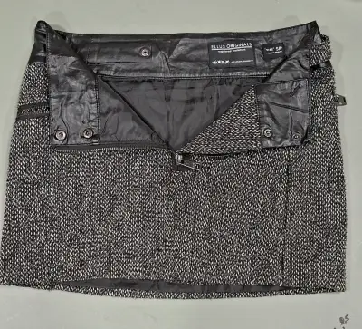 Falda corta Ellus Originals gris con detalles de cuero - miniatura 4