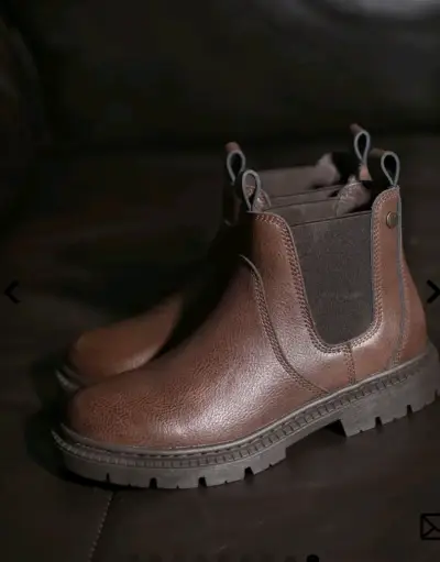 Botines Chelsea de cuero marrón para mujer - miniatura 1