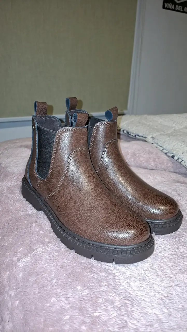 Botines Chelsea de cuero marrón para mujer - 3