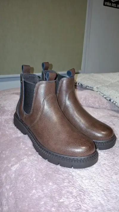 Botines Chelsea de cuero marrón para mujer - miniatura 3