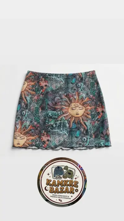 Falda corta estampada con diseño de sol - miniatura 1