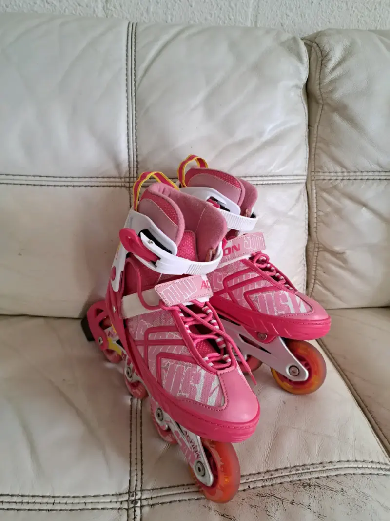 Patines en línea rosa para niños con bolsa - 1