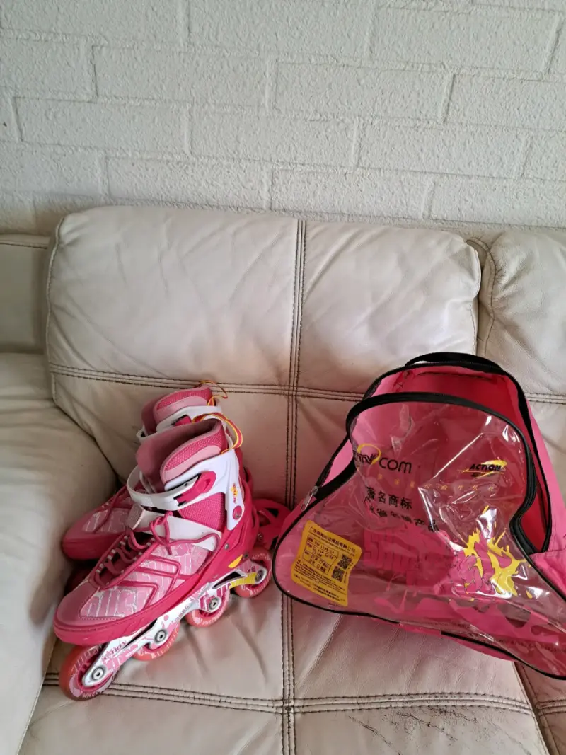 Patines en línea rosa para niños con bolsa - 2