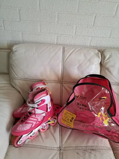 Patines en línea rosa para niños con bolsa - miniatura 2