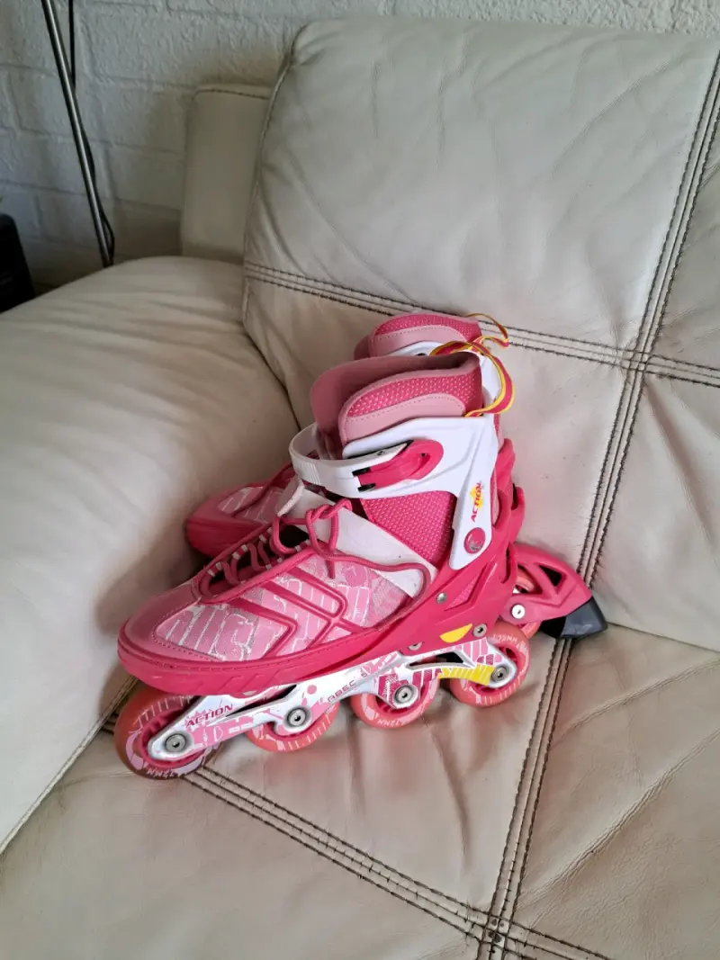 Patines en línea rosa para niños con bolsa - 3