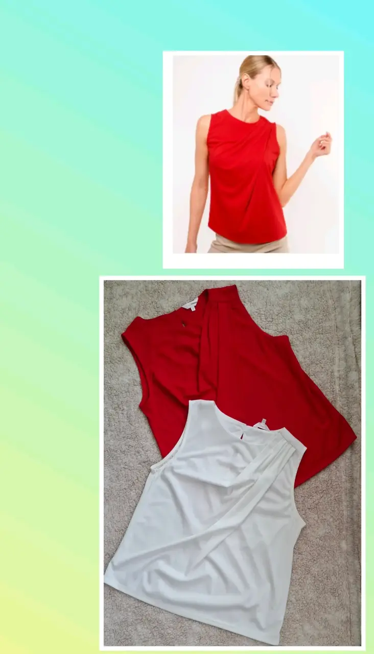 Blusas sin mangas rojas y blancas para mujer