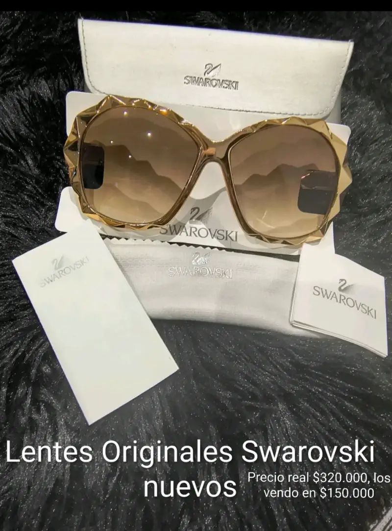 Lentes de Sol Swarovski Dorados Nuevos - 1