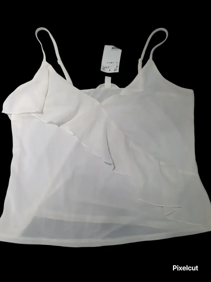 Blusa blanca con volantes para mujer - 1