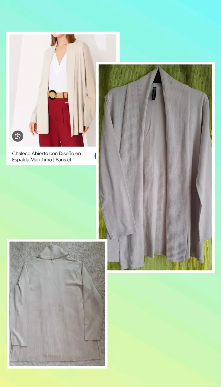 Chaleco abierto beige de mujer