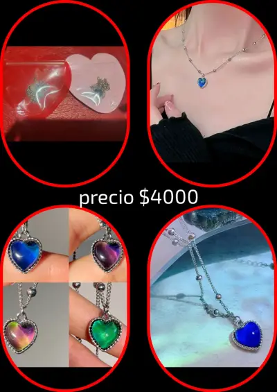 Collar con colgante de corazón que cambia de color - miniatura 1