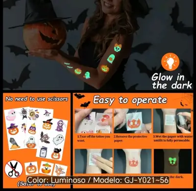 Set Halloween Tatuajes Luminosos y burbujas envase - miniatura 2