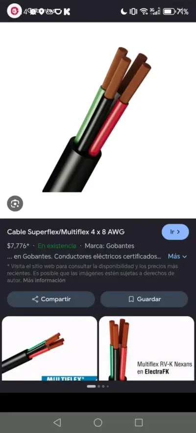 Cable eléctrico multiflex 4 x 8 AWG - miniatura 1