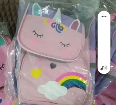 Mochila infantil unicornio rosa con arcoíris - miniatura 1