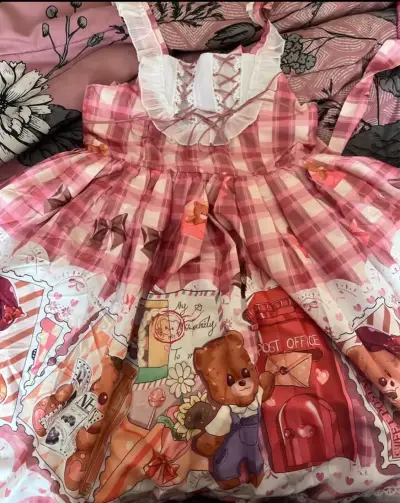 Vestido Lolita rosa con estampado de ositos - miniatura 1