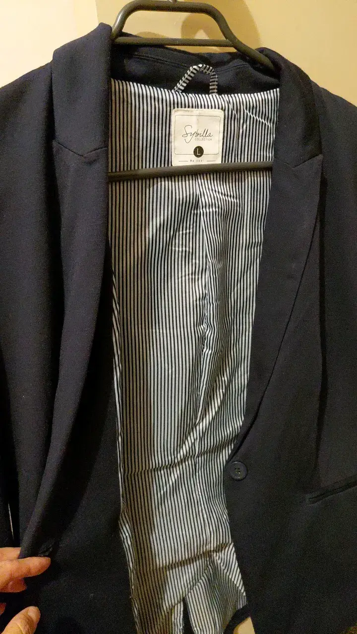 Blazer azul marino para mujer talla L - 3